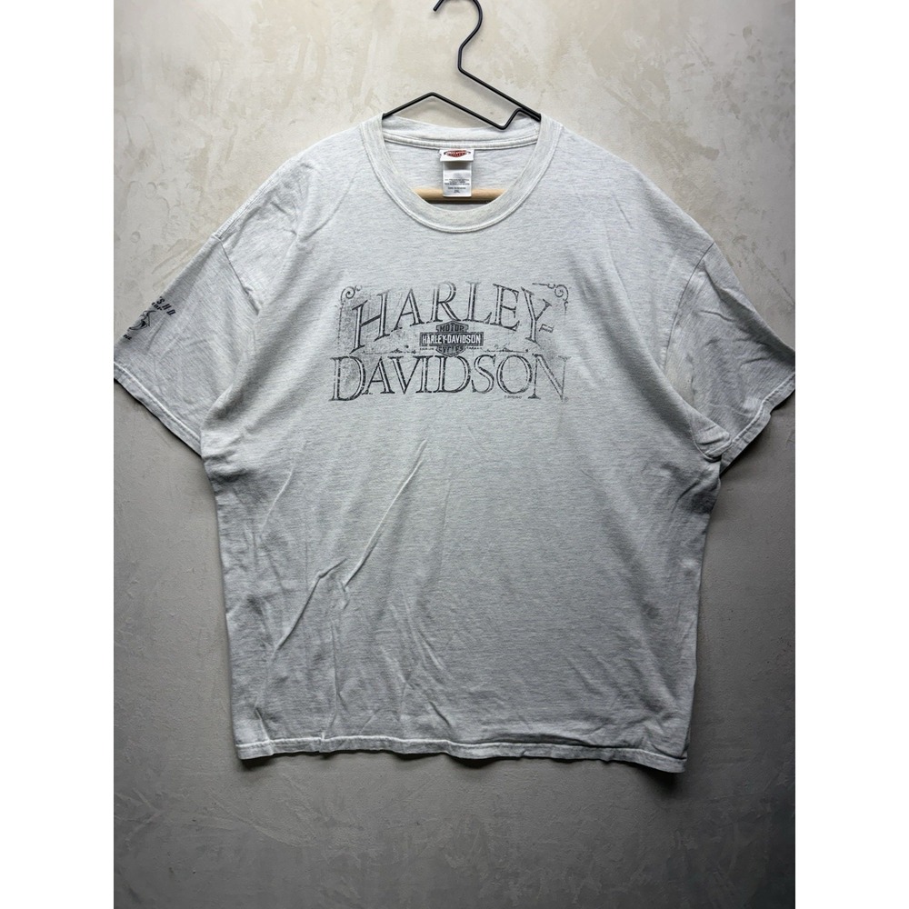 Harley Davidson Shirt Mens 2XL Gray Graphic Short Sleeve Smithfield NC Faded USA